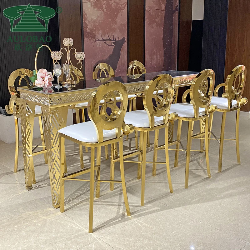 New bar stools high chair golden stainless steel long leg chair for sale