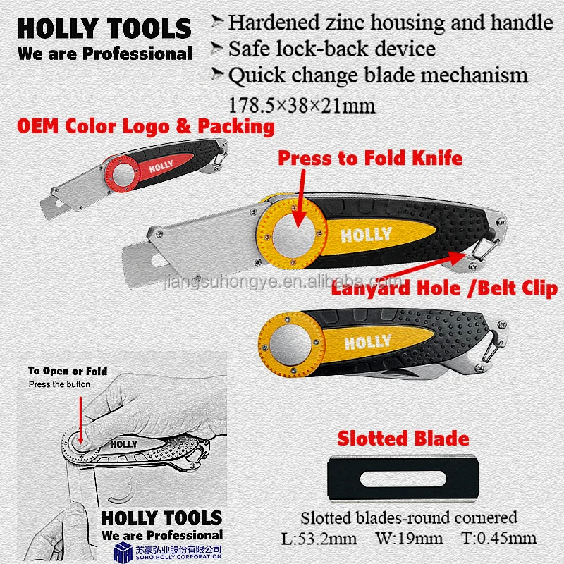 Hot Stainless Steel SCurve Blade Folding Knife for Linoleum Flooring Roofing Multi Function Hawkbill Blade Foldable Cutter Knife