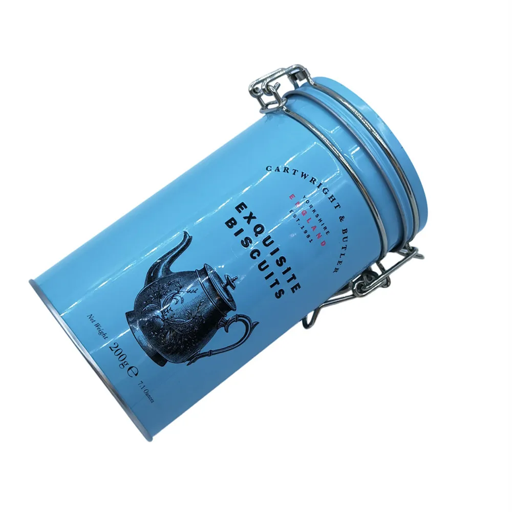 Manufacturer produces custom cylindrical tea and coffee cans with buckles