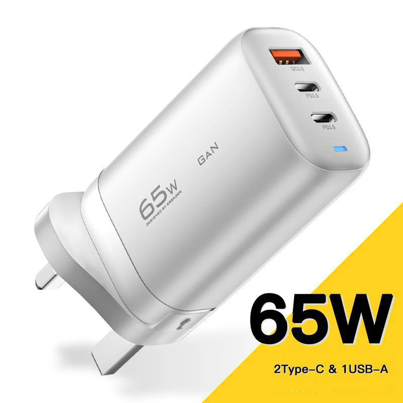 US EU UK pd 65w gan charger usb c power adapter dual type c fast charging charger for laptop mobile phone
