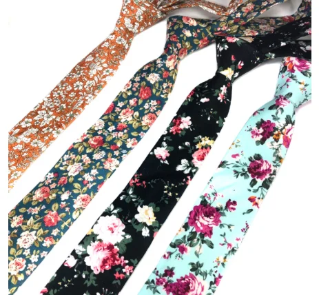 
Мужской Хлопковый галстук с цветочным принтом, мужской тонкий галстук, узкий галстук для свадебной вечеринки 