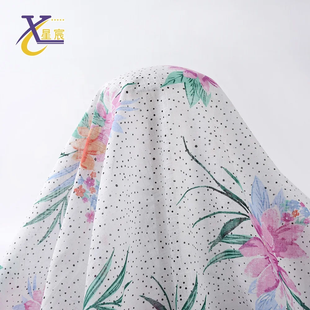 Xingchen хорошее качество красочная хорошая цена одежда цветочный тканый вискоза плотная ткань для повседневной блузки
