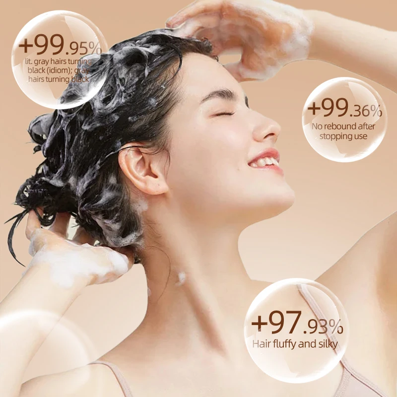 HuaXia No Swollen Natural Ginger Extract Plant Permanent Natural Black Hair Color Dye Shampoo For Women Covering Grey Hair