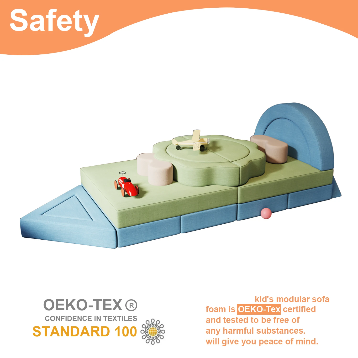 OEM Order kids playgrounds customization Sectional Sofa 18 PC Playroom Imaginative Furniture Play Couch kids Sofa For livingroom