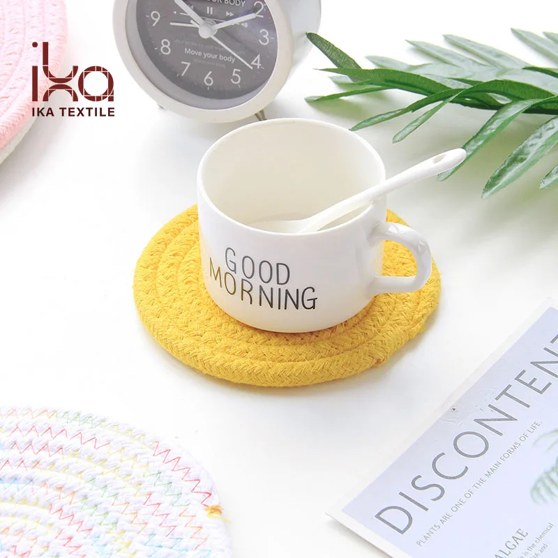 Kitchen Pot Holders Dinner Cotton Thread Weave Round Tables Mats Dining