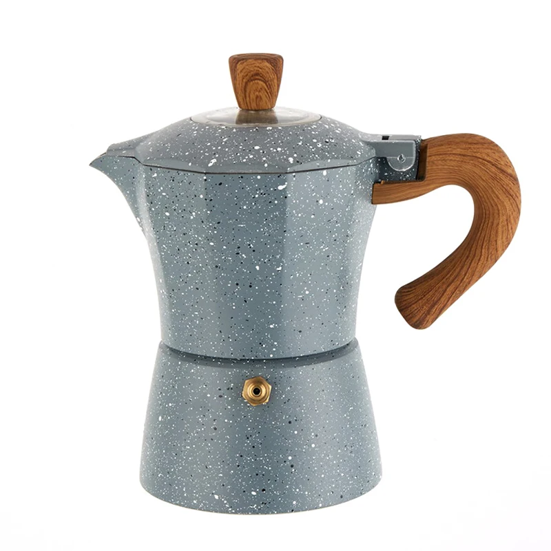 wooden handle aluminium coffee maker