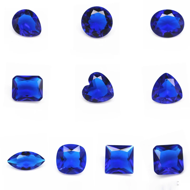 Mwin Wholesale All Kinds Of Colors And Shapes K9 Crystal Glass Special Shiny Blue Crystal Jewelry Gemstones and Crystal Stone