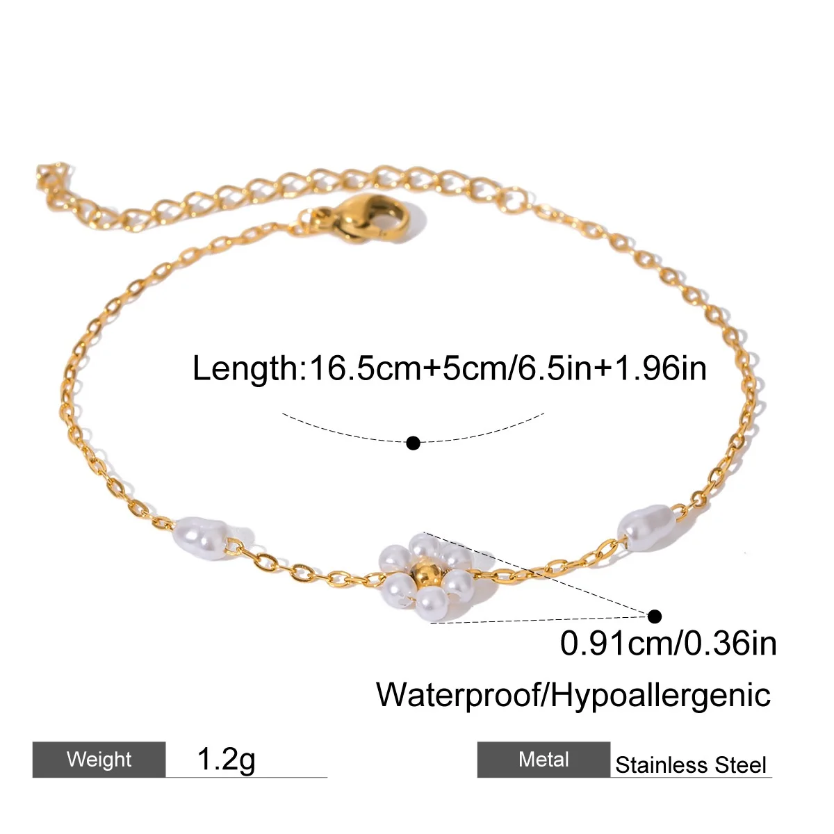 ARETAS 2024 Fashion Fine Jewelry Set Stainless Steel Pearl Necklace C-Shaped Earrings Open Ring Waterproof Bracelet Wholesale