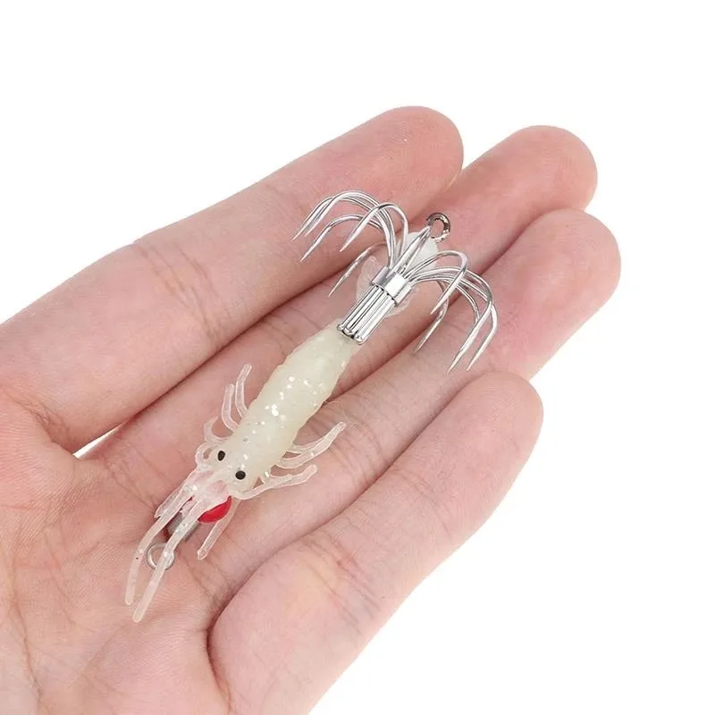 Luminous Squid Jigs White Glow Wood Shrimp Squid Hook Squid Jig Hooks Cuttlefish Lure