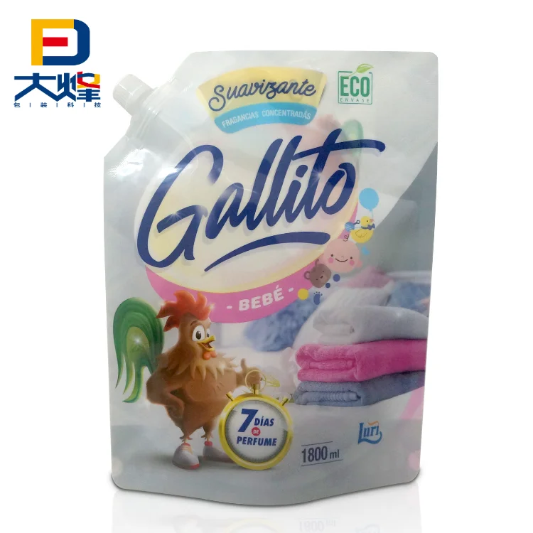 1l 2l Doypack Spout Liquid Laundry Packaging Plastic Bag for Detergent Powder