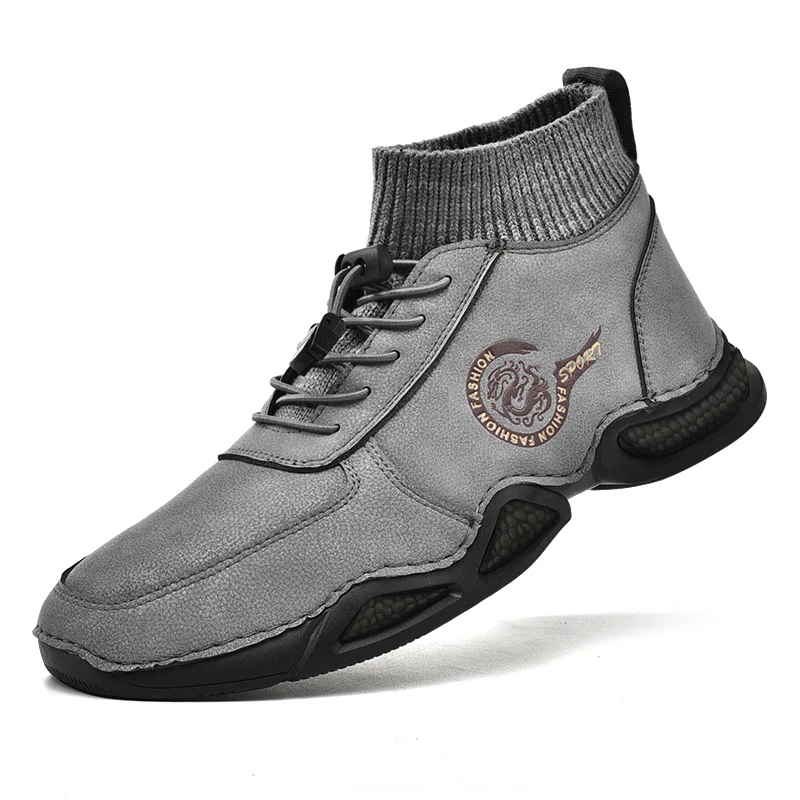 Genuine Leather Fashion Mens Shoes Cowboy Botas Hombre Autumn Winter Handmade Male Leather Boots Casual Walking Boots for Men