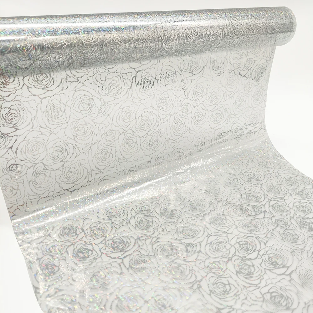 15 mic thickness rose pattern hot stamping transfer foil glue on fabric & leather