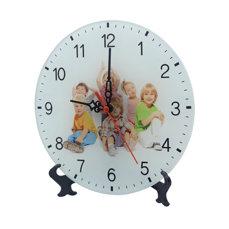 Selling Factory Directly 20*20cm Round Sharp Sublimation Blanks Glass Photo Frame with Clock BL27