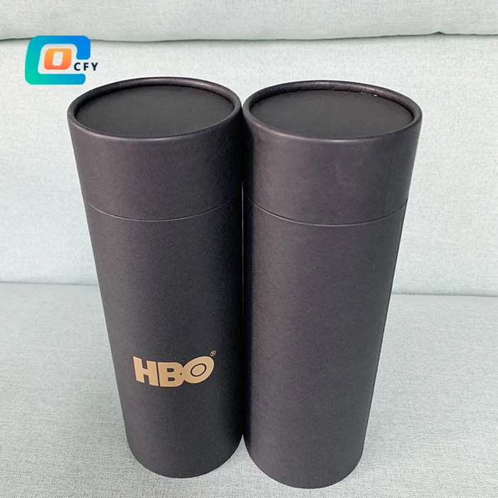 Recycled plastic free paper tubes cylinder packaging for water bottle custom tube packaging for gift Tshirt packaging tube