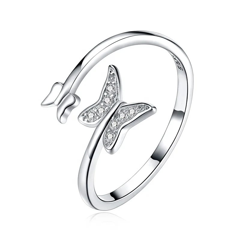 Butterfly Diamond Open Copper Ring Fresh And Cute Adjustable Jewelry Hypoallergenic Manufacturer