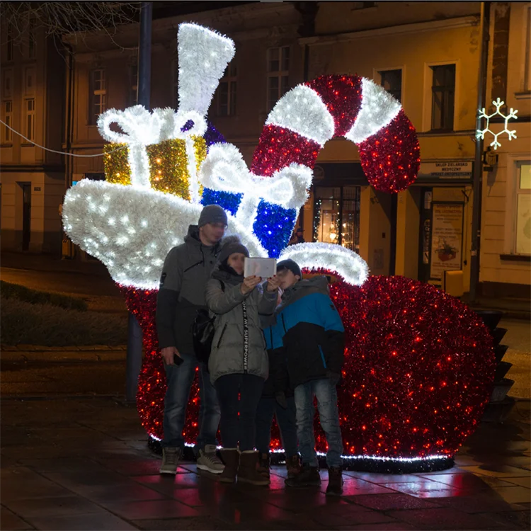 Large Outdoor Commercial Display Decorative Christmas Light Up Gift Box Giant Present 3d Motif Lights