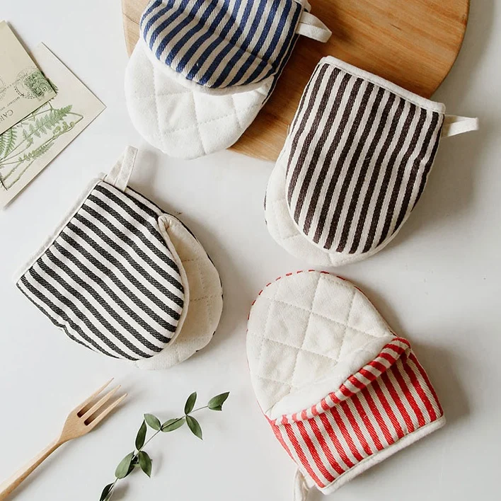 Stripe Print Duck bill shape cotton kitchen oven mitts custom and pot holders oven gloves