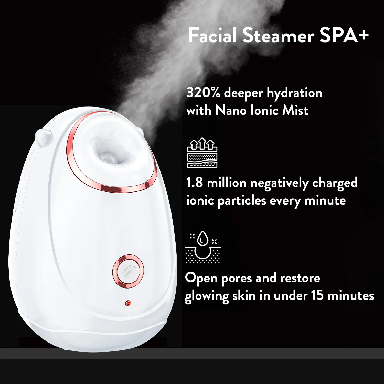 Professional Digital White 3 In 1 50 Ml Facial Beautiful Steamer Mini Usb Nano Spa Portable With High Frequency