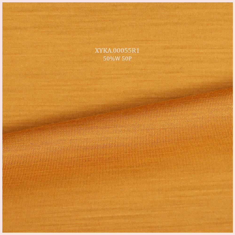 Natural Stretch Merino Wool Polyester Blended Knit Fabric For Sport Wear Sportswear T-Shirt Fabric