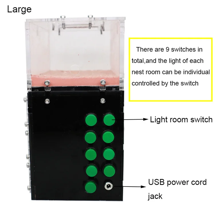 Led Mieren Ant Workshop Cage Castle Breeding Ecological Independent Lights Control Anthill House Farm Ant Nest