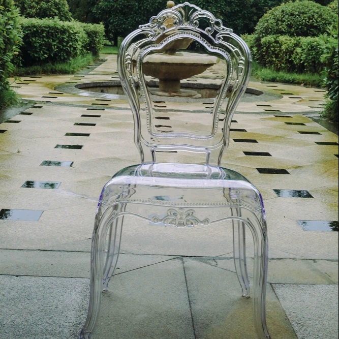 Modern wedding dining clear resin bella plastic French Louis chairs black princess chair