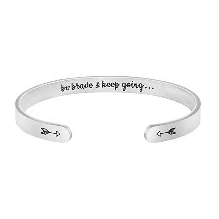 Hot Selling Custom Letter Stainless Steel Women Hand Jewelry Silver Bangles Bracelet