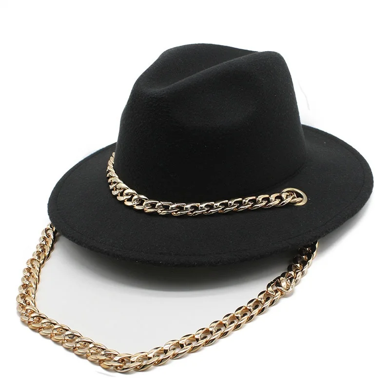 Jewish hat private custom wholesale wide-brimmed jazz fedora woolen felt personality sequins custom