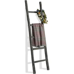 ARTMADE Farmhouse Decor Handcrafted Rustic Wooden Decora Blanket Ladder,New Design Wall-Leaning Rustic Wood Blanket Ladder