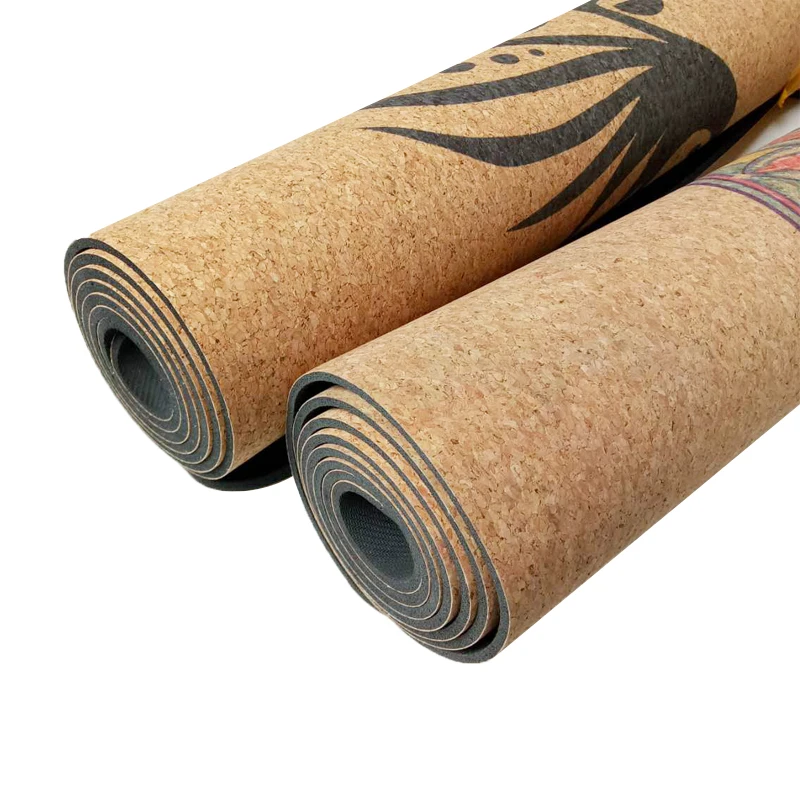 High Density Deluxe Non Slip Wholesale  Cork Yoga block Mat Exercise Pilates and Yoga Mat