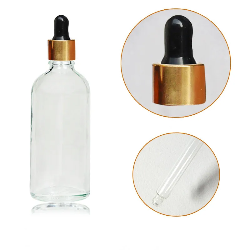 15ml clear oil glass bottle glass round pipette bamboo rubber dropper cap