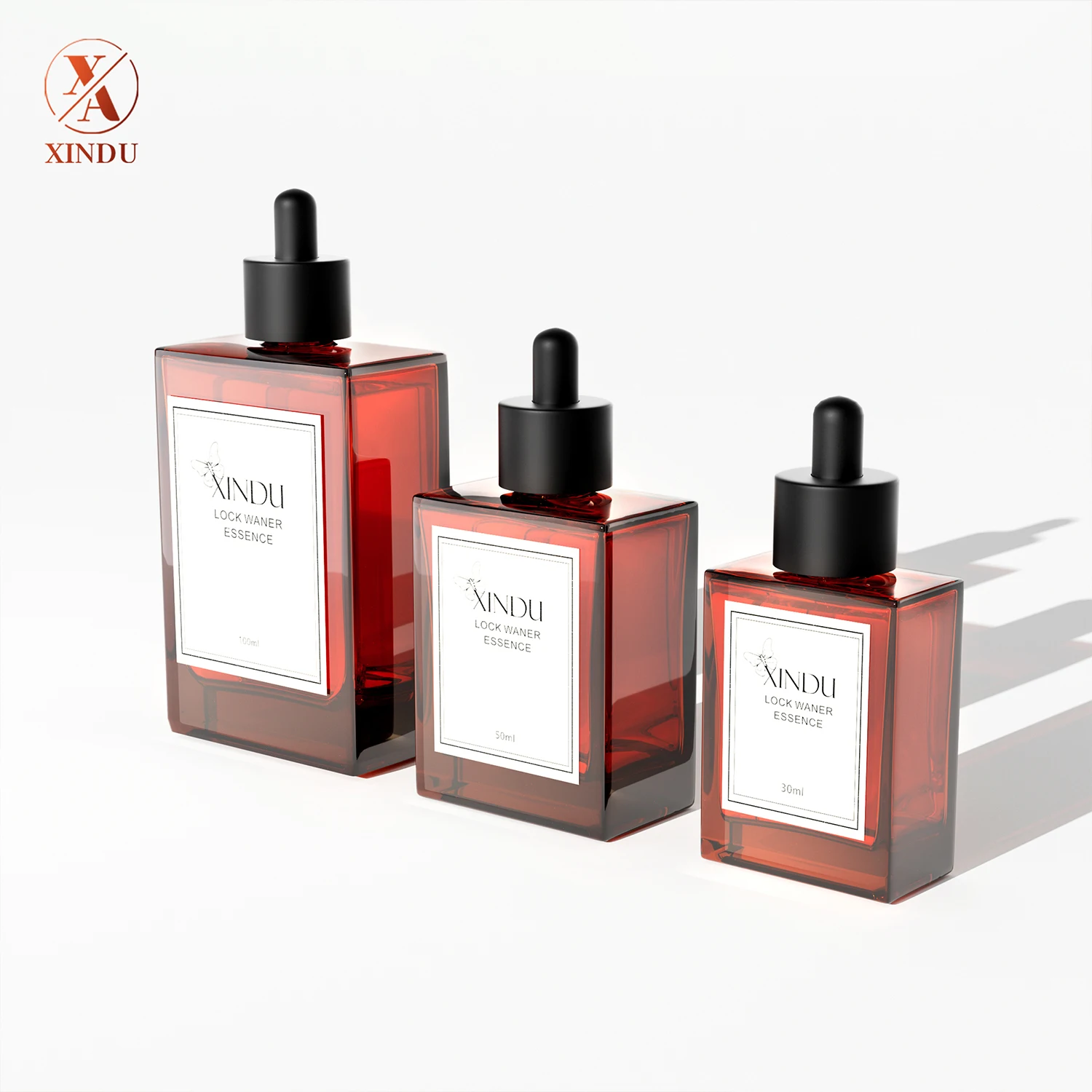 Square 30ml 50ml 100ml Essential Oil Rectangle Glass Dropper Bottles with Pipette dropper Cap for for Cosmetic Container