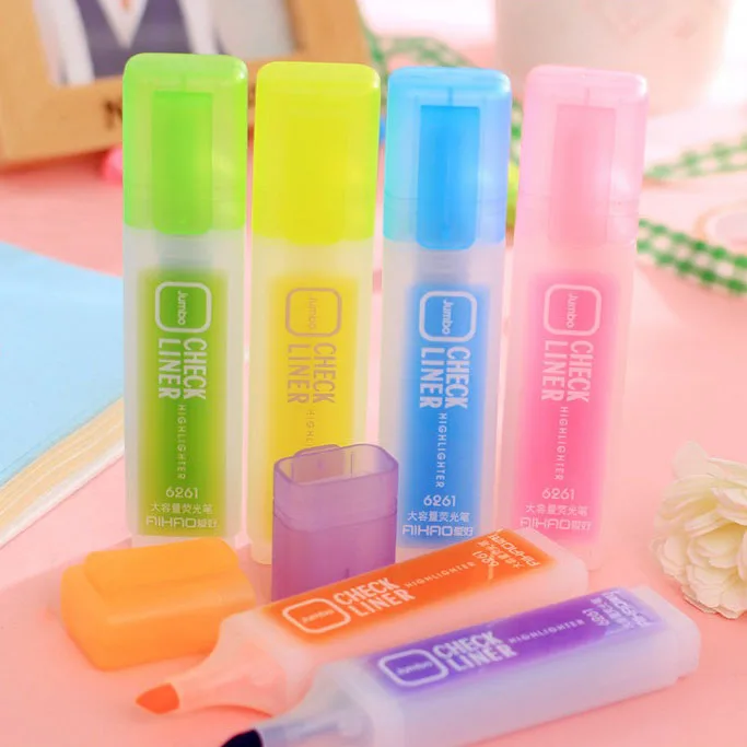 Hot Sale Mini Cartoon Cute 6 Colors Student Highlighter Pen Set Drawing Pen Candy Color Highlighter Pen For Kids