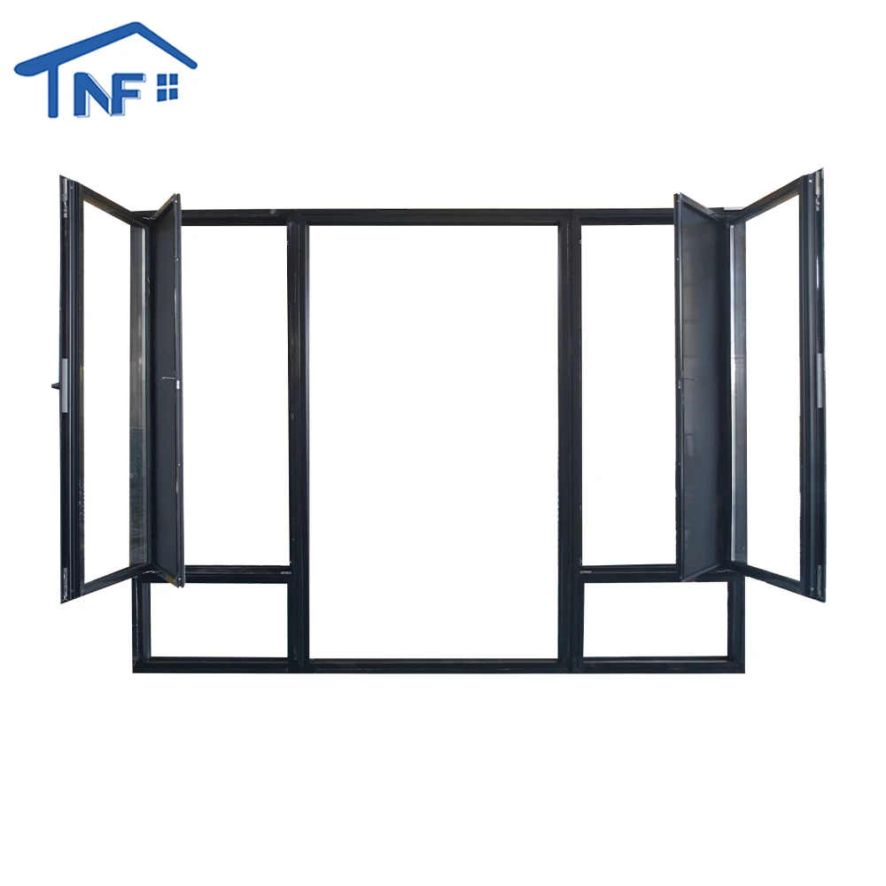 Sound proof thermal break aluminum transom double glazing casement window swing door