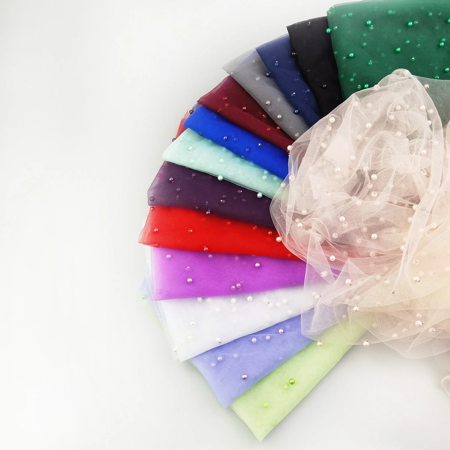 Wholesale 100% Polyester dubai pearl and crystal fabric