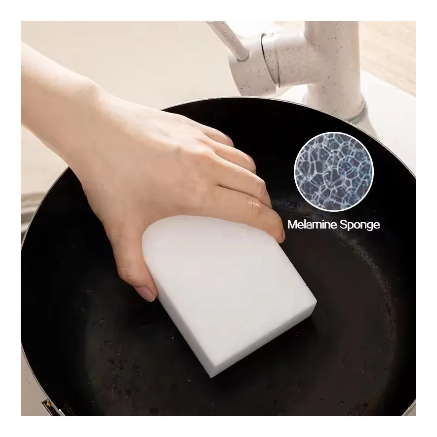 Customized Melamine Sponge 50/100 Pack Magic Rust Cleaner Sponges Eraser PVC Bag Custom White Sponges & Scouring Pads
