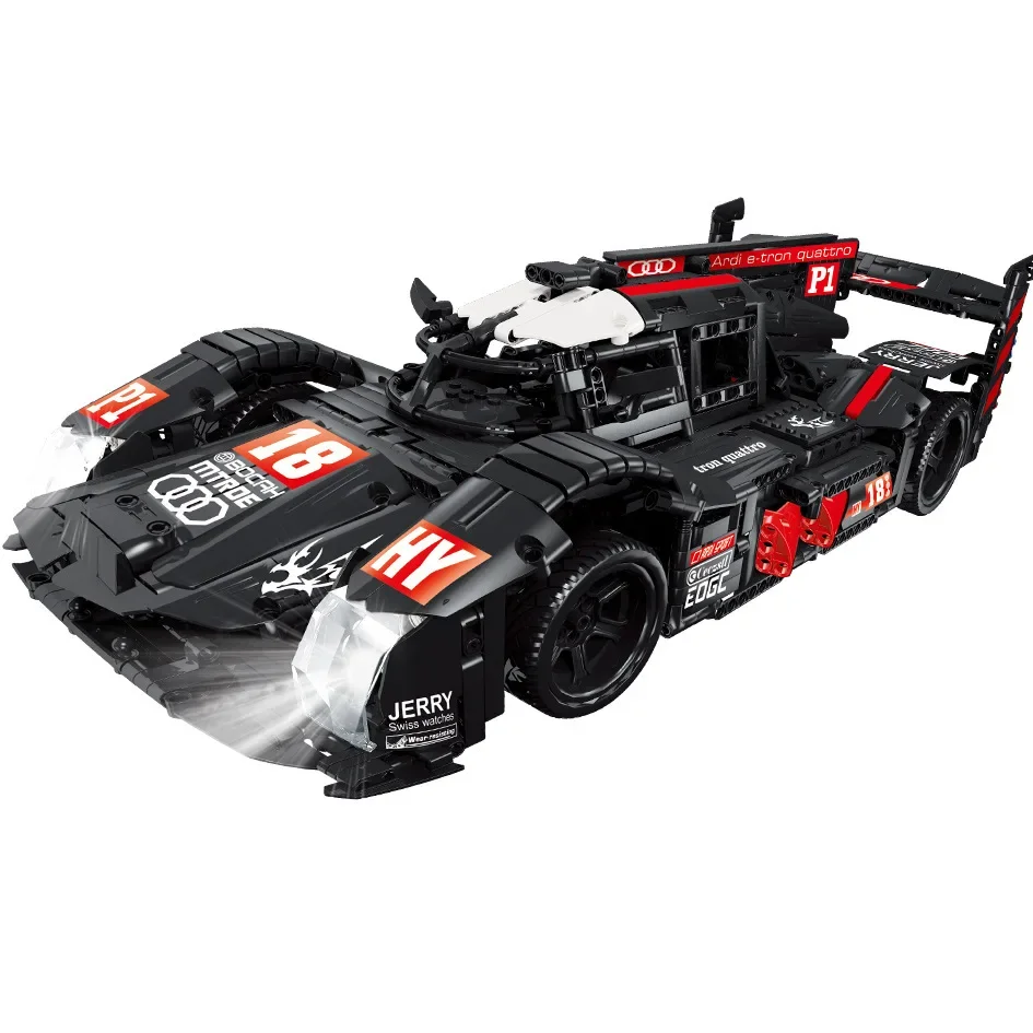 Plastic Blocks Hi Tech Vehicle Model Super Race Car R18 Building Bricks Educational Toy Boy Gifts Kids Toys for Children Present