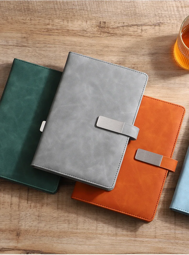 Sewing binding A5 pu leather notebook hardcover with magnetic snap