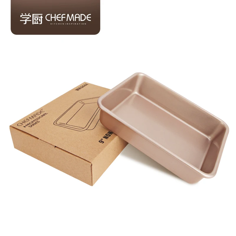 
CHEFMADE 9 Inch Carbon Steel Non Stick Coating Champagne Gold Cake-Pans Bake Pan Bakeware Tray Baking Dish 