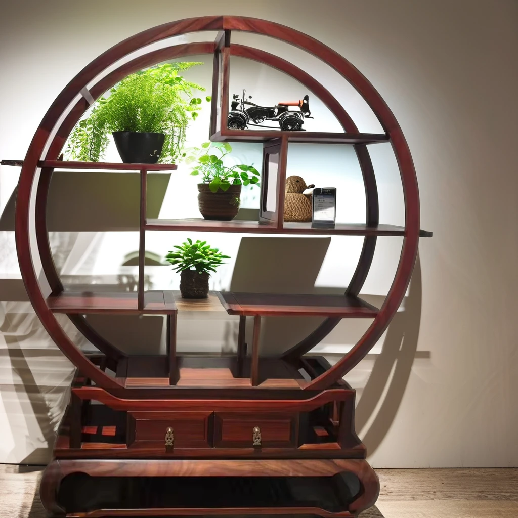 Solid Wood Furniture Custom Antique Chinese Style Wood Storage Shelves Unique Home Furniture for Living Room Bedroom Hotel Villa Display Metal Material