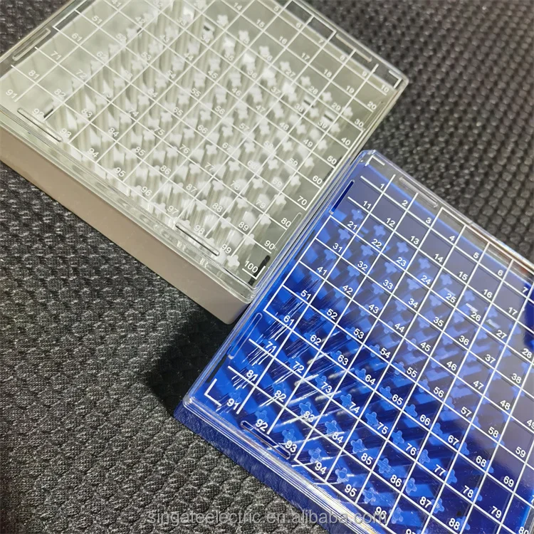 SINGATEE Lab Cryo Tube Rack Cryogenic Tubes 1.0ml 1.5ml 2ml Cryo Vial PP Cryogenic Freeze Storage 25 Wells 81 Wells 100 Wells