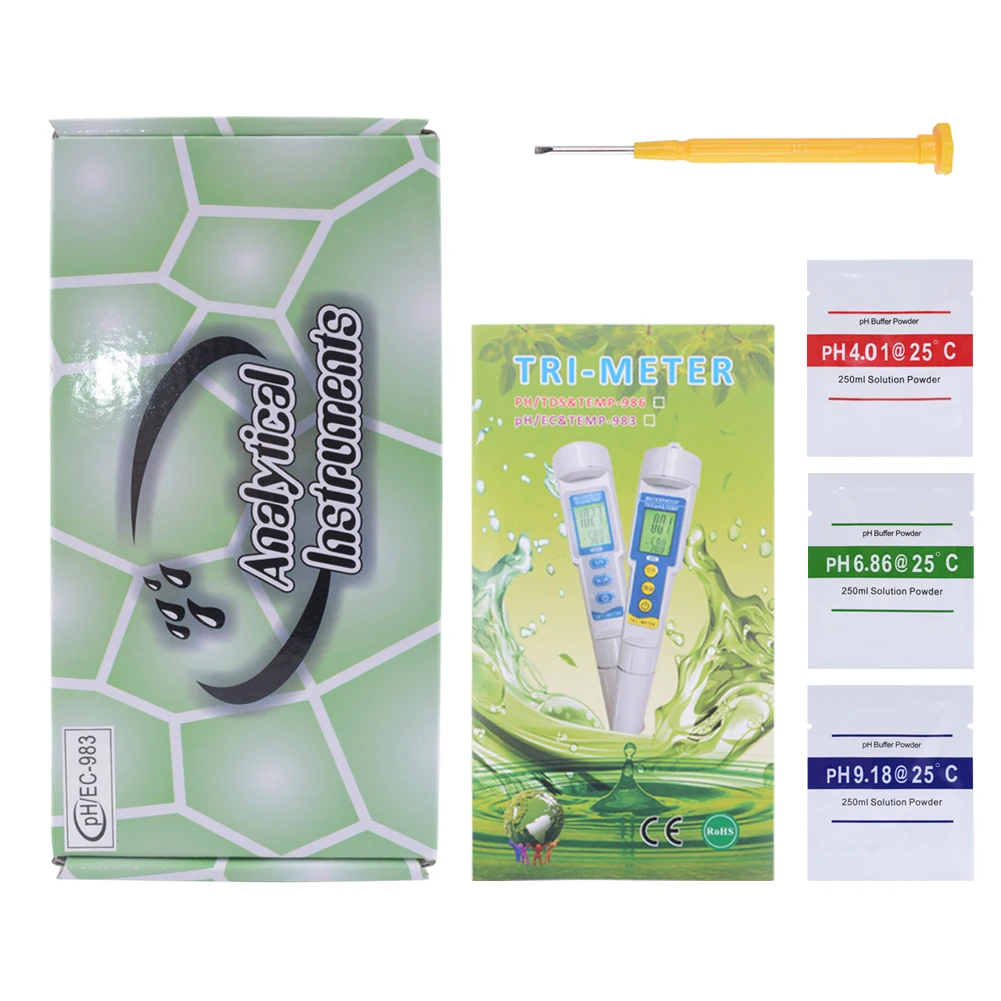 
Professional 3 in 1 Multi-parameter PH Monitor Water Quality Tester Pen Type pH EC TEMP Acidometer Drink Water Quality Analyser 