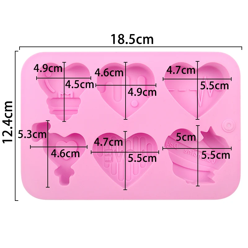 1067 Factory stock silicone soap mold cake mold silicone cake mold hand made soap candle mould 6 hole different heart candle