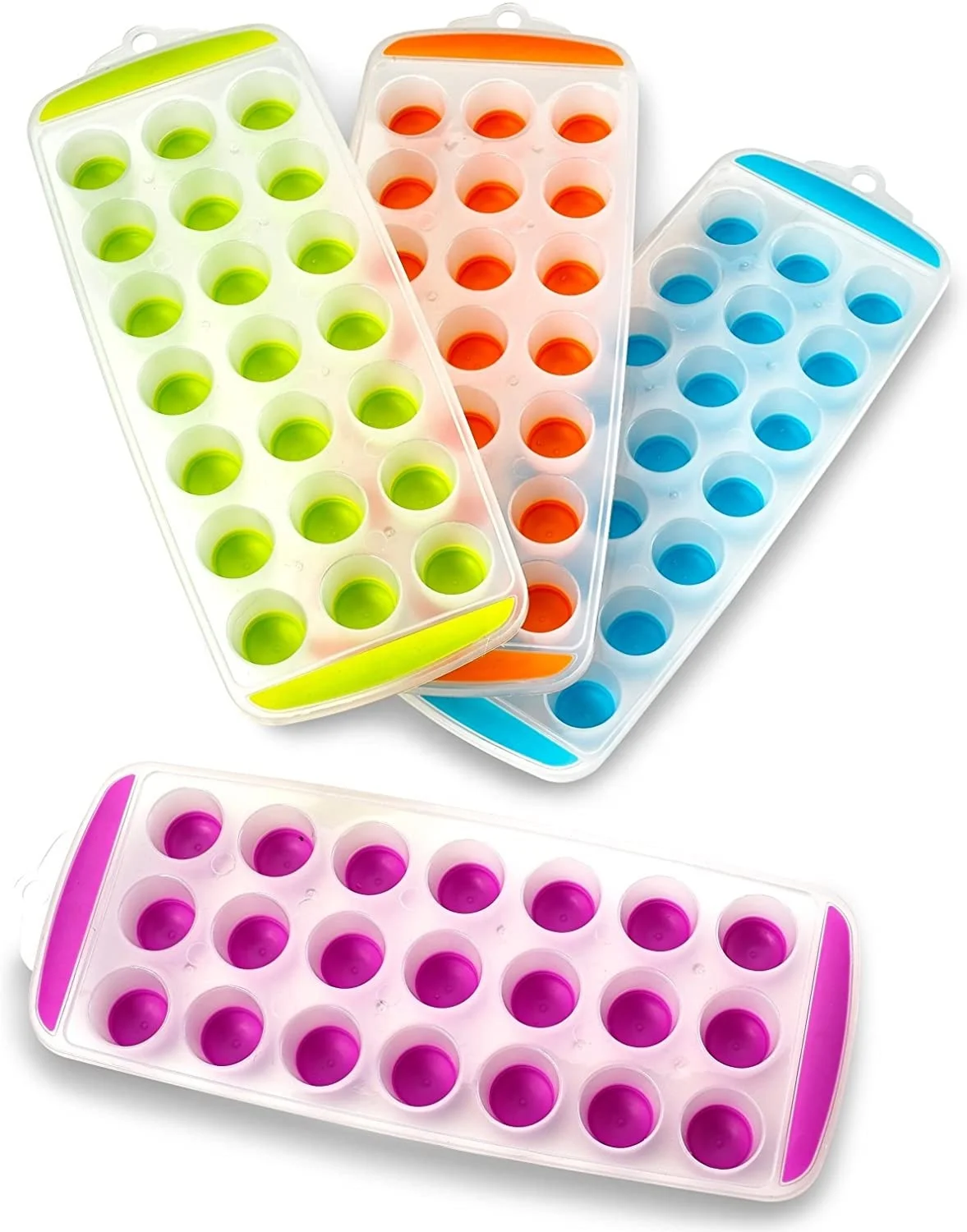 BPA Free Ice Cube Trays Easy Release Silicone Stackable No Spill 21 Sphere Cube Dishwasher Safe
