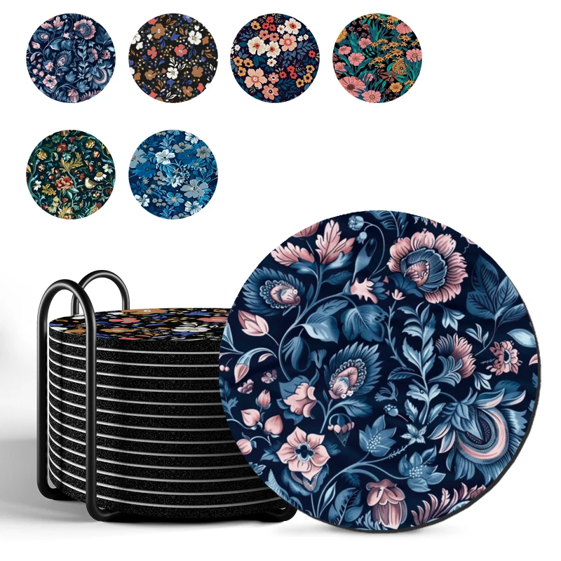 Pack of 6 Flower Custom table coasters placemat non slip anti slip absorbent diatom mud Diatomite diatomaceous earth place mat