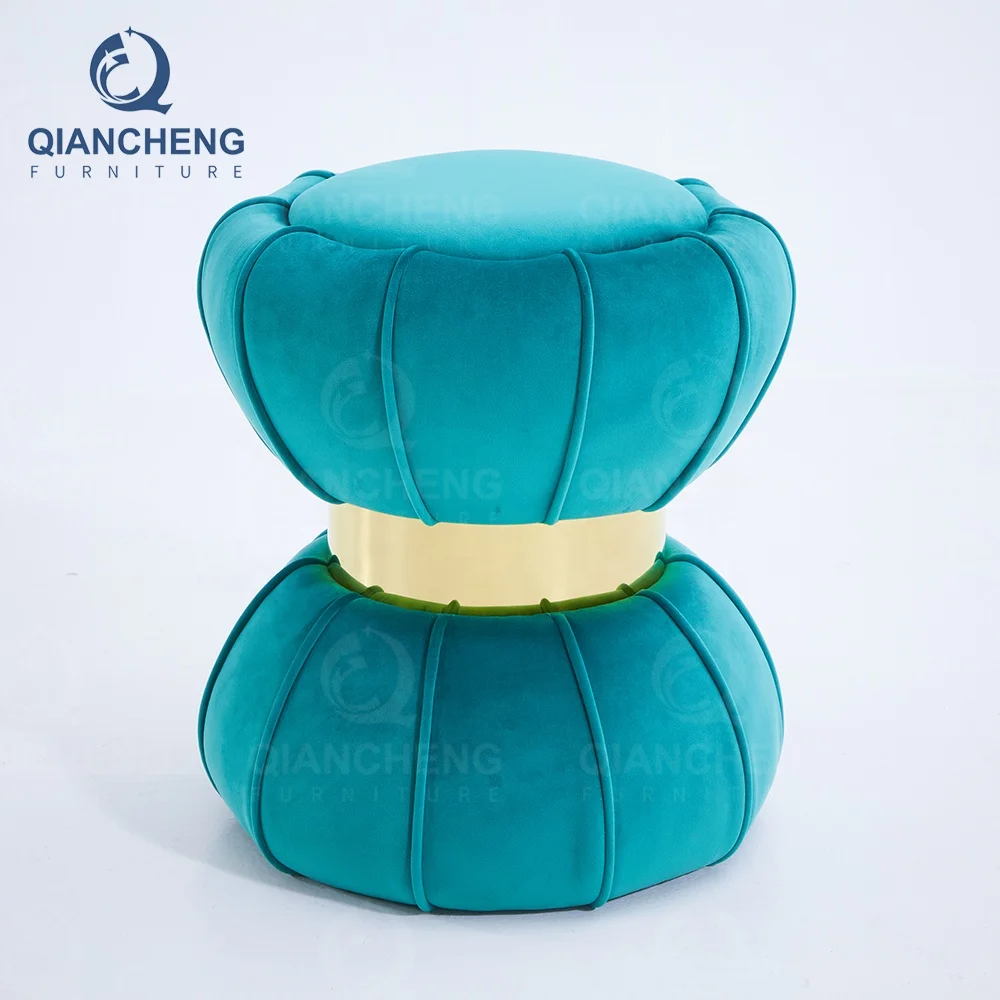 2023 hot style ottoman white velvet fabric foot stool living room home furniture salon footrest