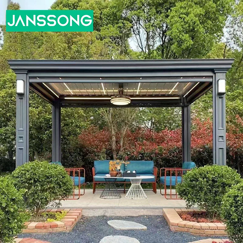 Widely Used Motorized Aluminum Garden Sunshade Pergola Opening Roof Aluminium Electric Pergola