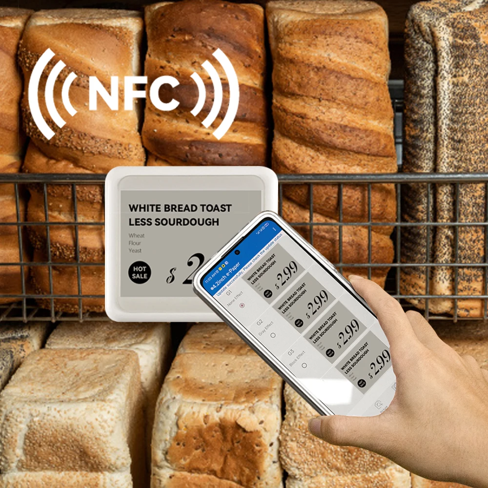 NFC enabled 4.2 inch electronic shelf label display nfc no battery esl digital price tags nfc white label