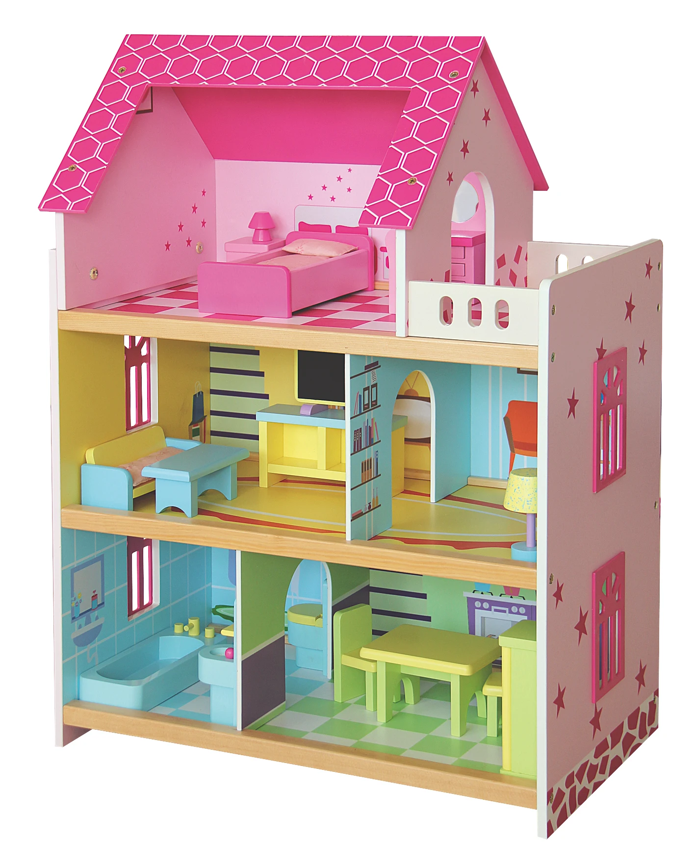 Cheap hot sale top quality Children wooden doll house miniature