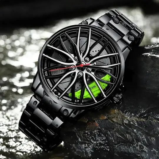 Car Wheel Rims Hub Men Quartz Watch Stainless Steel Watch Luxury Wrist Men Business Watches