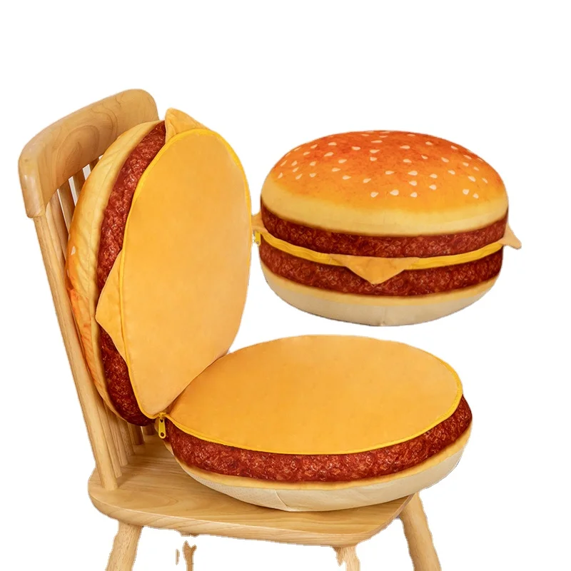 Unisex Soft Cute Bear Hamburger Cushion Chair and Sofa Throw Pillow with PP Cotton Filling Plush Toy Design